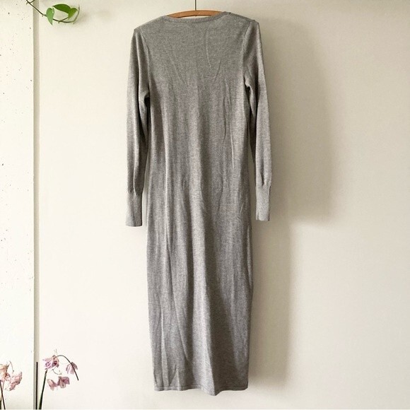 H By‎ Halston Gray Long Duster Cardigan Button Front XXS - Picture 4 of 6